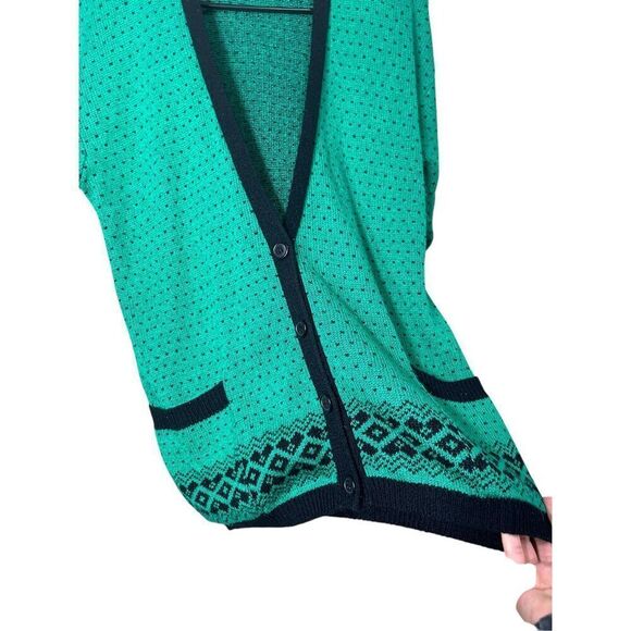 Vintage Liz Claiborne Green Polka Dot Cardigan Button Front Size M - Picture 4 of 8